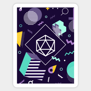 Polyhedral Dice Set Memphis Design Violet Teal Tabletop RPG Sticker